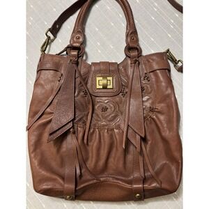 Vintage Y2K Tan Brown Lockheart Tote Handbag Crossbody Purse PRISTINE Condition